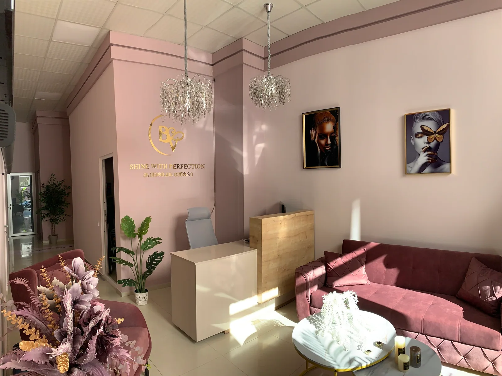 Beauty Vibes reception interior in Tbilisi