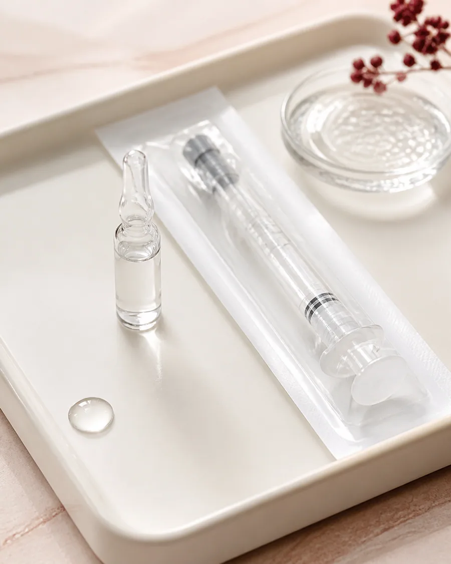 Hydration ampoule and sealed sterile syringe